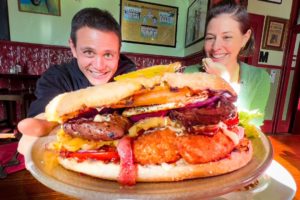 First time in AUSTRALIA!! 🇦🇺 Kangaroo + Huge BOGAN BURGER!! | What is Australian Food??