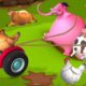 Funny Animal Adventures: Giant Fat Animals Rescue Elephant and Cow Hen with Tractor 3D Cartoons