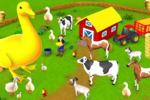 Golden Duck Farm Animals Rescue Magical Duck | New Farm Diorama Cow Horse Goat - Funny Videos 3D