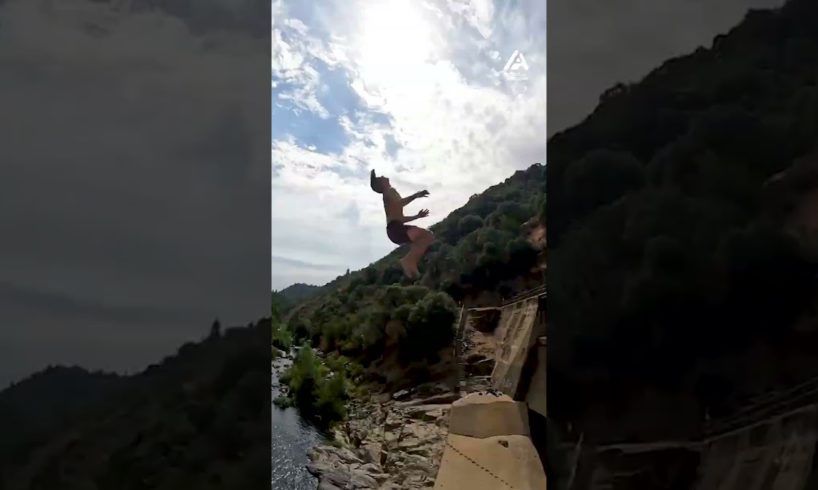 Guy Jumps off 100 Feet Dam Into River | People Are Awesome #shorts