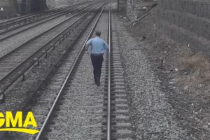 Heroes caught on camera saving child who wandered onto train tracks l GMA
