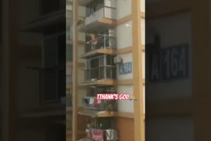 Man RISKS HIS LIFE to Rescue Cat🐈 From 12th Floor Balcony | Neighborhood Wars | #animals #shorts