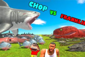 SHINCHAN and CHOP Fights TITANOBOA vs DINOSAURS😱 | Animal Revolt Battle Simulator |😂Funny game Hindi