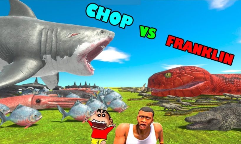 SHINCHAN and CHOP Fights TITANOBOA vs DINOSAURS😱 | Animal Revolt Battle Simulator |😂Funny game Hindi