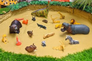 Big Mouth Hippopotamus Black Bear Brachiosaurus Jungle Animals Zoo Animals Stuck in Mud