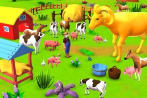 Golden Sheep Magical Farm Animals Rescue Cow Horse - Barn Animals Funny Videos 3D Animation