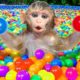 KiKi Monkey putting 30000 Ball Pit Balls in swimming pool and play with duckling | KUDO ANIMAL KIKI