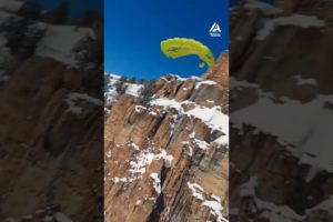 Person Does Parachute Jump While Skiing Off Cliff | People Are Awesome #shorts