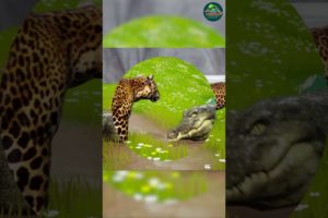 #Shorts Wild Encounters: Crocodiles vs Leopards - Epic Animal Battles in the Jungle 2023