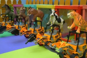 Tiger, Cow, Elephant, Lion, Horse - Excavators Rescue Animal Babies | Kids Learning videos