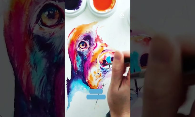 Watercolor Artist Paints Colorful Portrait of Dogs | Spotlight | People Are Awesome #shorts