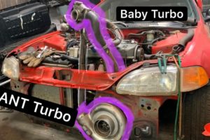 Baby Saab Turbo + GIANT HX55 + D15 Honda Civic Hatch = Spool and Boost! Compound Turbo Civic