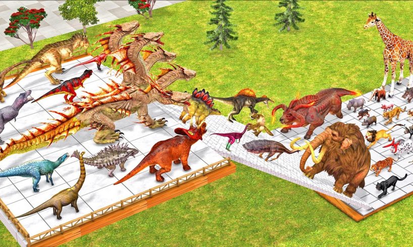 Dinosaurs vs Animals Stairs Tournament of All Units Who Can Survive? Animal Revolt Battle Simulator