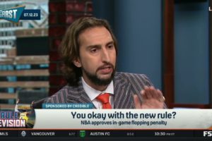 FIRST THINGS FIRST | Nick Wright reacts to NBA approves in-game flopping penalty