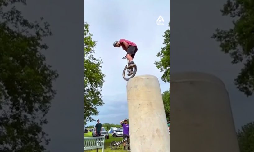 Guy Rides Unicycle On Concrete Pillars | People Are Awesome #shorts