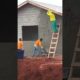 Masonry Worker Throws Cement to Cover Wall | People Are Awesome