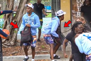 Reaching In My Bag Prank Infront Of Gangsters In The HOOD GONE WRONG !
