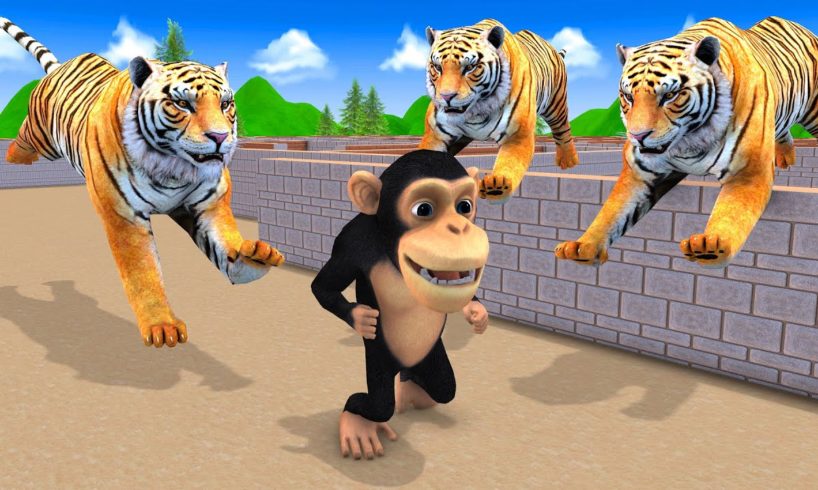 Temple Run Funny Monkey Run away From Zombie Tigers - Elephant Mammoth vs Giant Tigers Animal Fight
