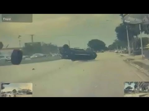 Tesla DASHCAM VIDEO captures Miami-Dade POLICE CHASE and MULTI-VEHICLE CRASH