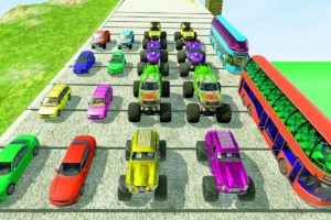 Big Cars & Monster Trucks vs Massive Speed Bumps vs DOWN OF DEATH Thorny Road | HT Gameplay Crash