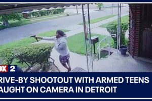 Drive-by shootout with armed teens caught on camera in Detroit