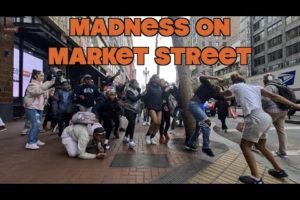 Fight breaks out on San Francisco's Market Street 4K
