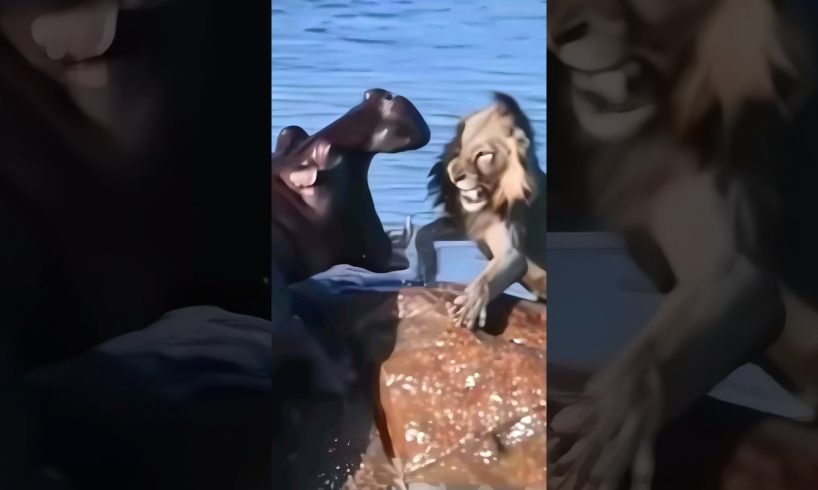 Hippo Attacks Lion 🥶