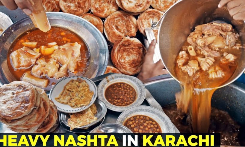 Sunday Nashta | Paya, Murgh Chanay, Lacha Paratha, Lahori Breakfast in Karachi, Street Food Pakistan