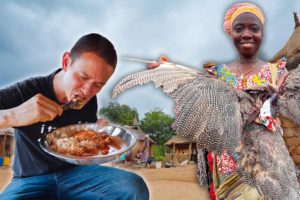 Whole GUINEA FOWL Stew in Africa!! MOST REMOTE Village Food in Côte d'Ivoire!! 🇨🇮