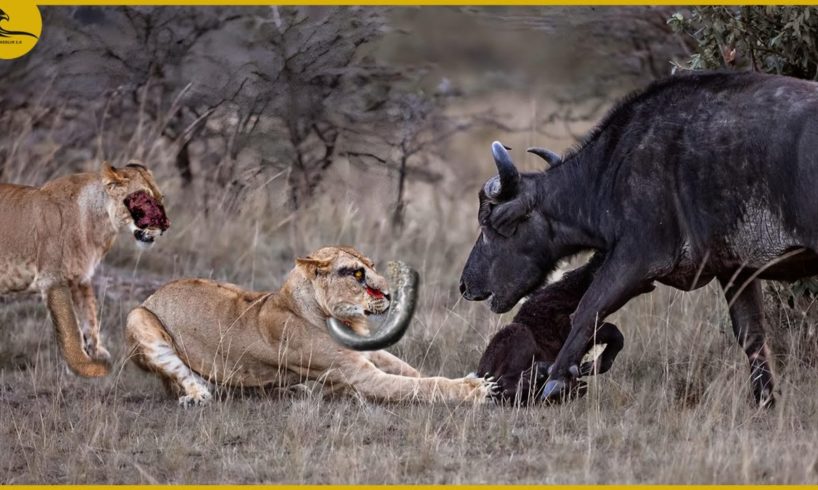 15 Moments When Buffaloes Attack on Lions Using their Deadly Horns | Animal Fights