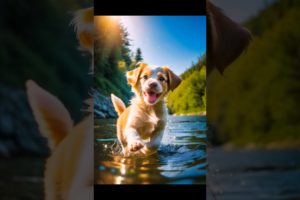 Ai animal 물만난 댕댕이 쇼츠, Puppy playing in the water, 水で遊ぶ子犬 #shorts #dog #dogvideo