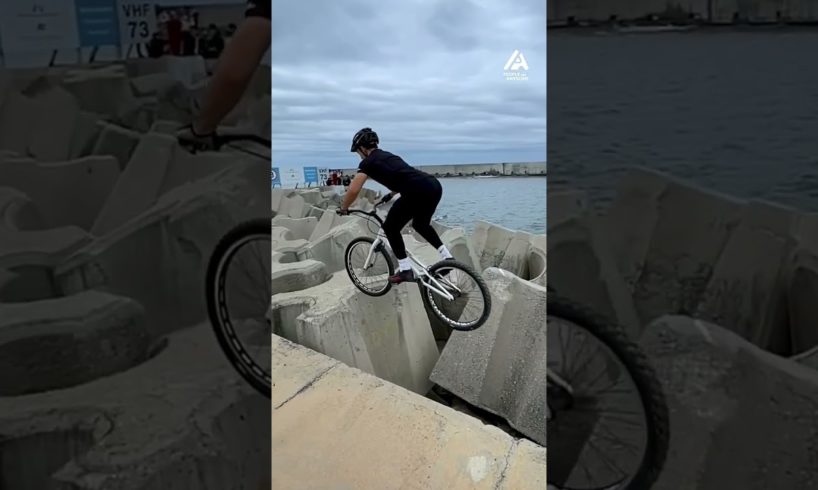 Man Jumps Between Rocks On Mountain Bike | People Are Awesome #biking #shorts