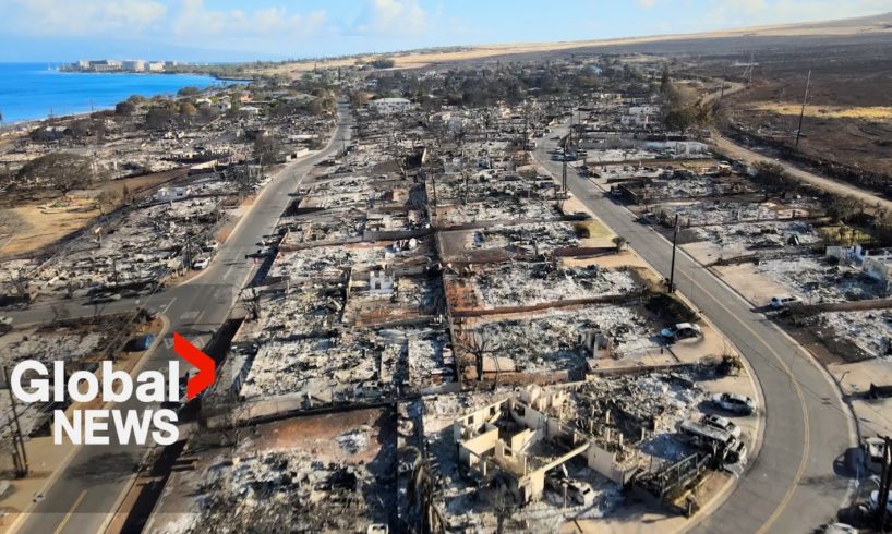 Maui wildfires: Drone video shows Lahaina left in smouldering ruins