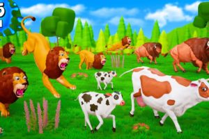 Wild Animals Attacks Farm Animals Compilation - Lion, Fox, Tiger, Cows, Bison, Sheep, Goat, Elephant