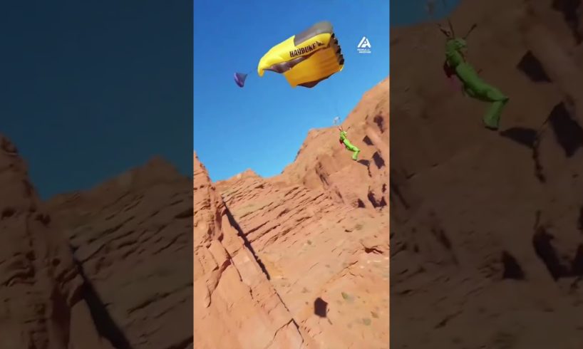 Wing Suit Diver Performs Flip Off Rope Swing | People Are Awesome #shorts