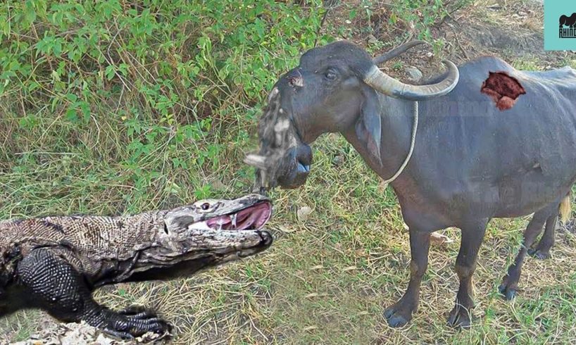 45 Moments Komodo Dragon Tore Face And Brutally Torture Buffalo | Animal Fights