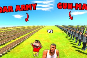 BIGGEST BATTLE in ARBS | WILD BOAR vs GUN MAN SLOW MO in Animal Revolt Battle Simulator w SHINCHAN