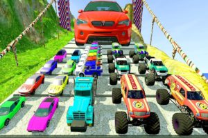 Big Cars & Monster Trucks vs Massive Speed Bumps vs DOWN OF DEATH - BeamNG.drive | HT Gameplay Crash