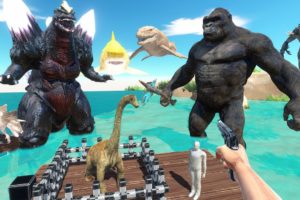 FPS Avatar Rescues Brachiosaurus & Hunting King Kong,Godzilla,Bloop - Animal Revolt Battle Simulator