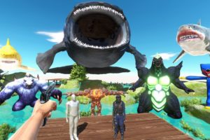 FPS Avatar Rescues Police and Fights Dinosaurs, Bloop, Godzilla - Animal Revolt Battle Simulator