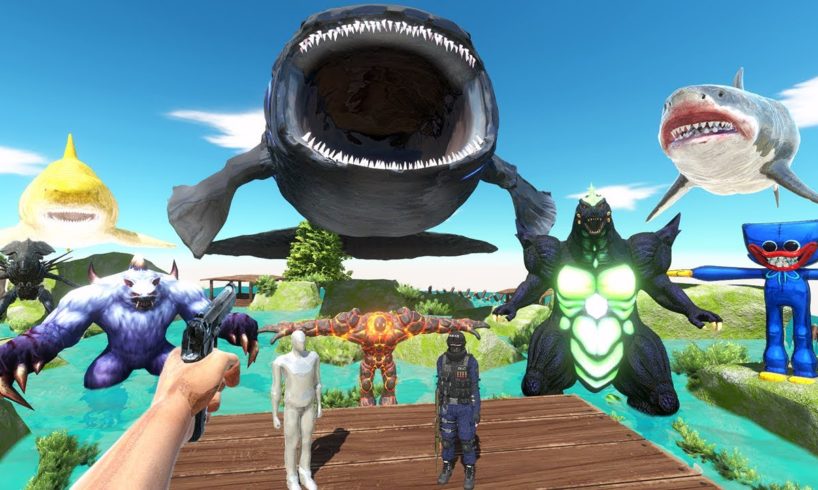 FPS Avatar Rescues Police and Fights Dinosaurs, Bloop, Godzilla - Animal Revolt Battle Simulator