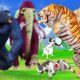 Giant Gorilla Fight Tiger Attack Cow Cartoon Saved By Elephant Mammoth Animal Fights