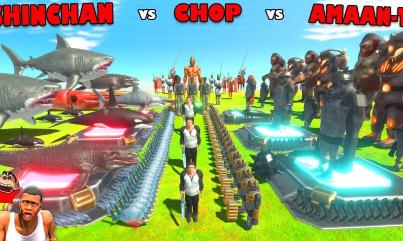 SHINCHAN and CHOP became 1 TEAM vs AMAAN-T in Animal Revolt Battle Simulator | ARBS HINDI