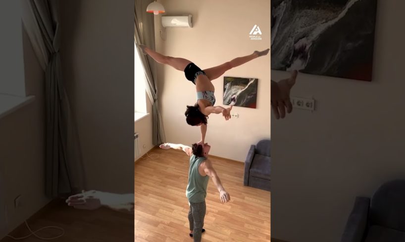 Woman Does Handstand on Partner's Head | People Are Awesome #shorts