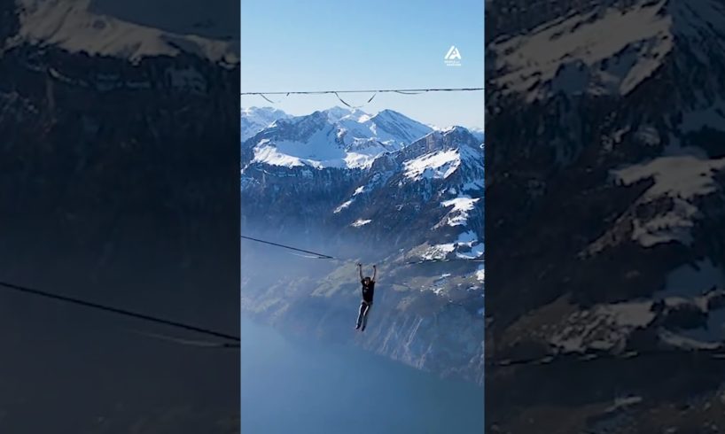 Woman Goes Slack-lining Between Two Mountains and Performs Daring Tricks