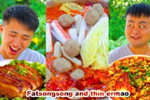 mukbang | Braised Pork | prickly pear | Beef hotpot | Spicy Eggs | fatsongsong and thinermao