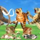 10 Zombie Leopards vs Big Bulls Cartoon Rescue Animal Fights Cow Saved By Woolly Mammoth Elephant