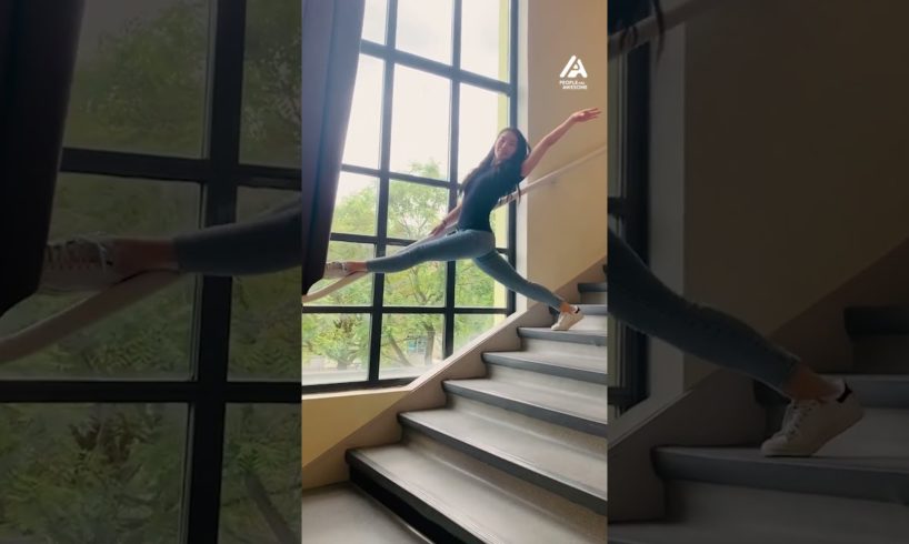 Contortionist Performs Split Gymnastics On Stairs | People Are Awesome #shorts
