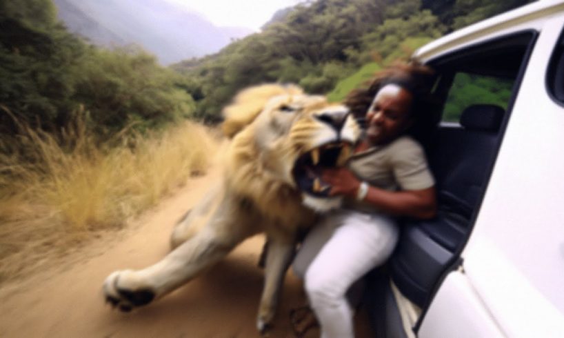 Lion Shows Why You Must ALWAYS Stay Inside Your Car...
