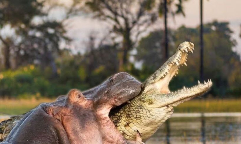 Extreme Fights Hippo vs Crocodile, Wild Animals Attack